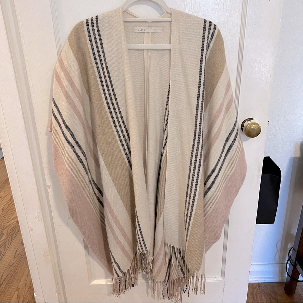 Loft striped sweater poncho open cardigan
